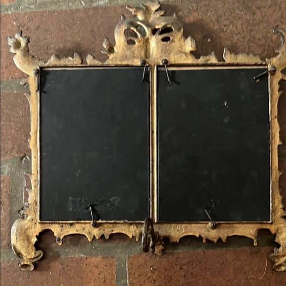 Antique ornate filigree art nouveau double brass picture frame - Picture 4 of 7